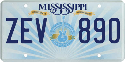 MS license plate ZEV890