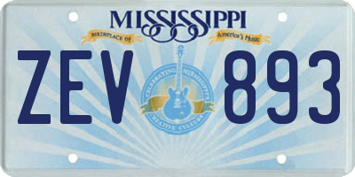 MS license plate ZEV893
