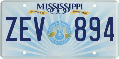 MS license plate ZEV894