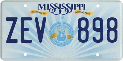 MS license plate ZEV898