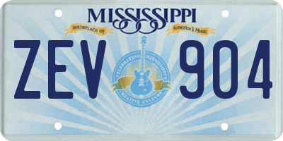 MS license plate ZEV904