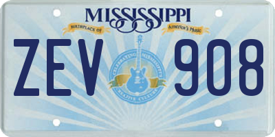 MS license plate ZEV908
