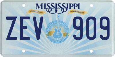 MS license plate ZEV909