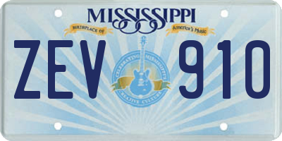 MS license plate ZEV910