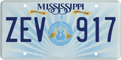 MS license plate ZEV917