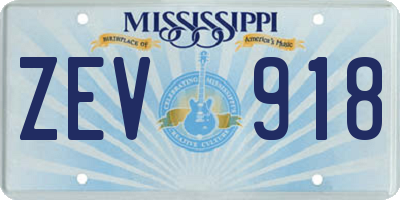 MS license plate ZEV918