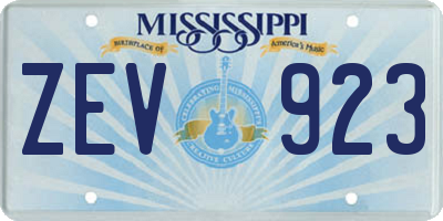 MS license plate ZEV923