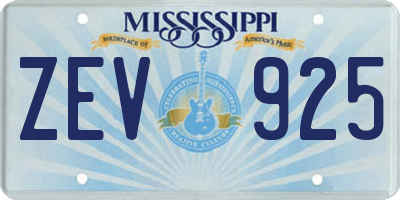 MS license plate ZEV925