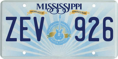 MS license plate ZEV926