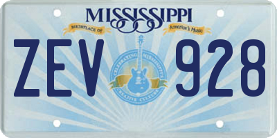 MS license plate ZEV928
