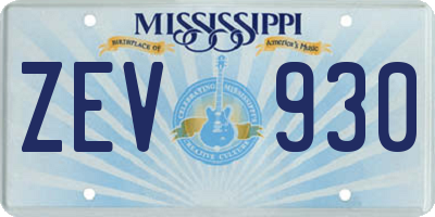 MS license plate ZEV930