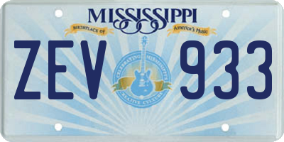 MS license plate ZEV933