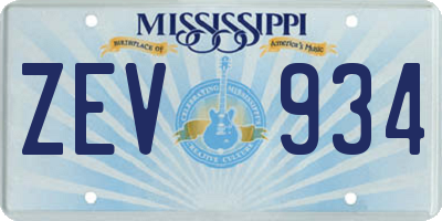 MS license plate ZEV934