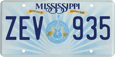 MS license plate ZEV935