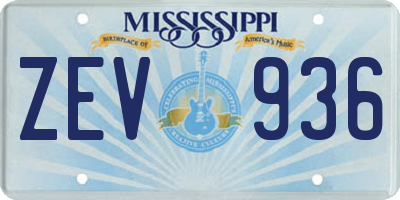MS license plate ZEV936