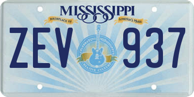 MS license plate ZEV937
