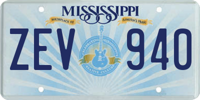 MS license plate ZEV940