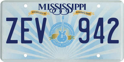 MS license plate ZEV942