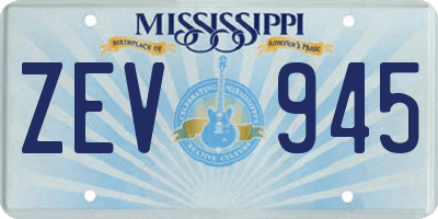 MS license plate ZEV945