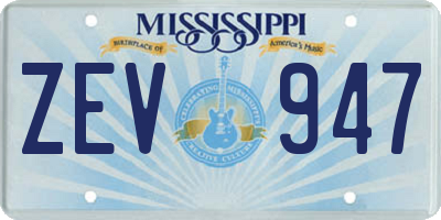 MS license plate ZEV947