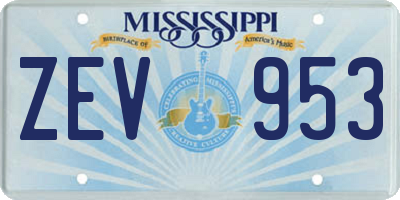 MS license plate ZEV953