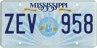 MS license plate ZEV958