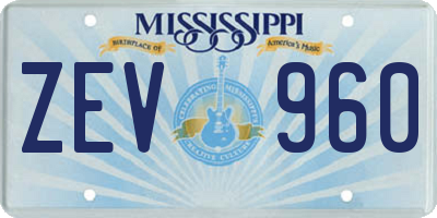 MS license plate ZEV960