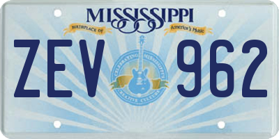 MS license plate ZEV962