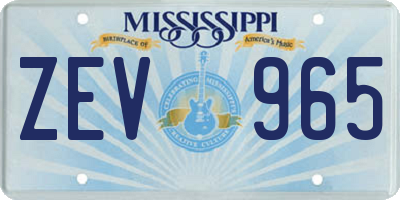 MS license plate ZEV965