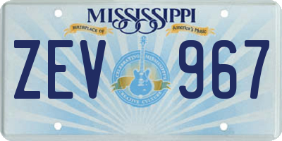 MS license plate ZEV967