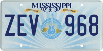 MS license plate ZEV968