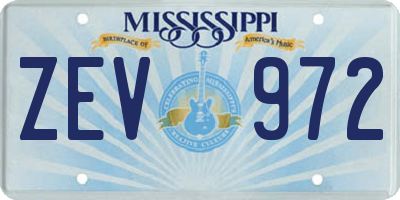MS license plate ZEV972