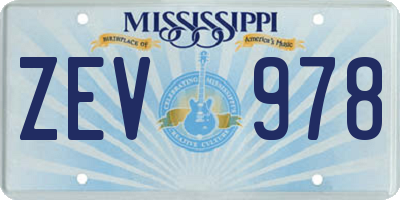 MS license plate ZEV978