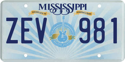 MS license plate ZEV981
