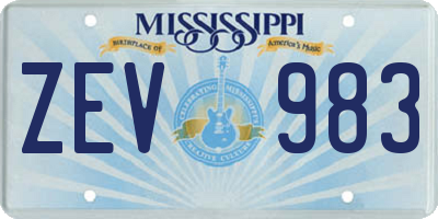 MS license plate ZEV983