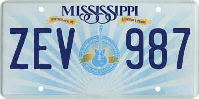 MS license plate ZEV987