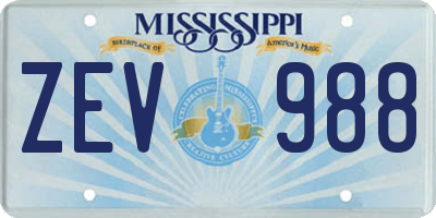 MS license plate ZEV988