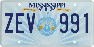 MS license plate ZEV991