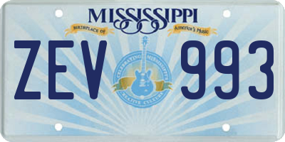 MS license plate ZEV993