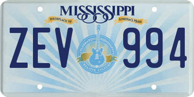 MS license plate ZEV994