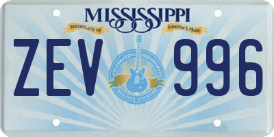 MS license plate ZEV996