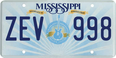 MS license plate ZEV998