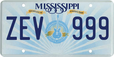MS license plate ZEV999