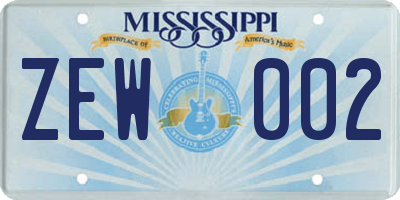 MS license plate ZEW002