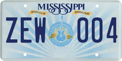 MS license plate ZEW004