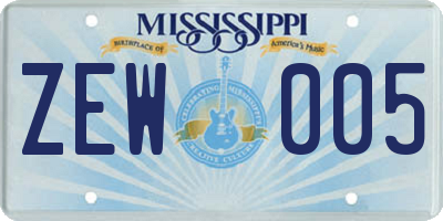 MS license plate ZEW005