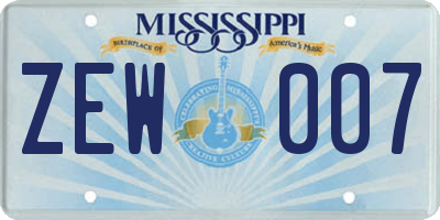 MS license plate ZEW007