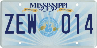 MS license plate ZEW014