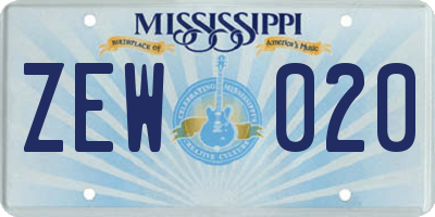 MS license plate ZEW020