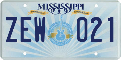 MS license plate ZEW021